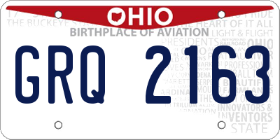 OH license plate GRQ2163