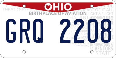 OH license plate GRQ2208