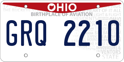 OH license plate GRQ2210