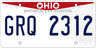 OH license plate GRQ2312