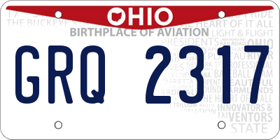 OH license plate GRQ2317