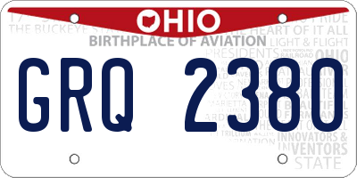 OH license plate GRQ2380