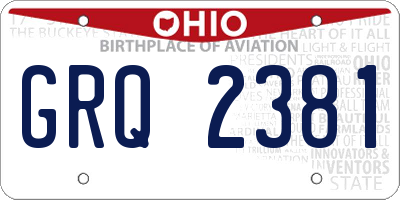 OH license plate GRQ2381
