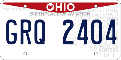 OH license plate GRQ2404