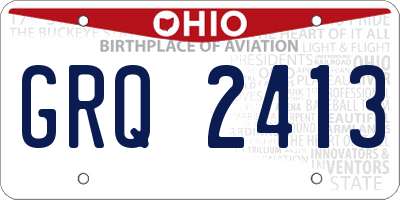 OH license plate GRQ2413