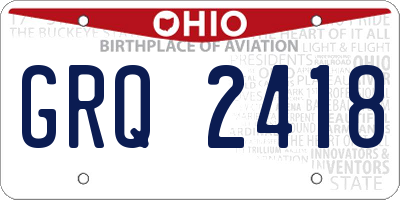 OH license plate GRQ2418