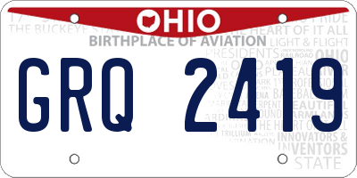 OH license plate GRQ2419