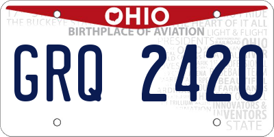 OH license plate GRQ2420