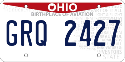 OH license plate GRQ2427