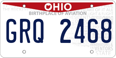 OH license plate GRQ2468