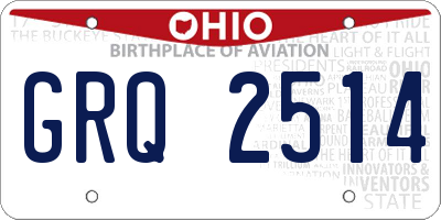 OH license plate GRQ2514