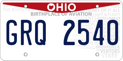 OH license plate GRQ2540