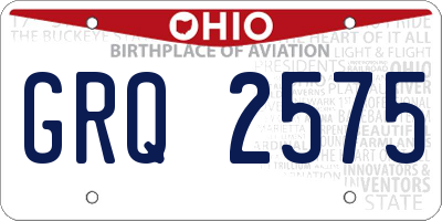 OH license plate GRQ2575