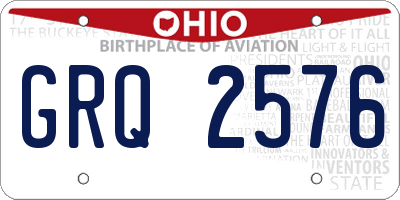 OH license plate GRQ2576