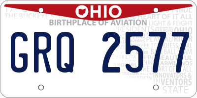 OH license plate GRQ2577