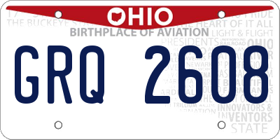 OH license plate GRQ2608