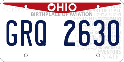 OH license plate GRQ2630