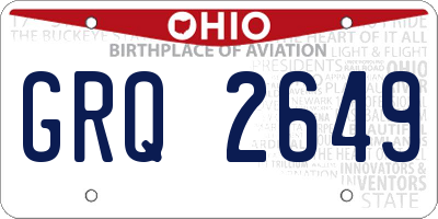 OH license plate GRQ2649