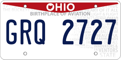OH license plate GRQ2727