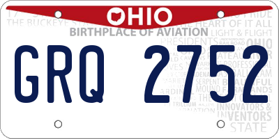 OH license plate GRQ2752