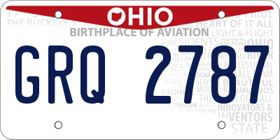 OH license plate GRQ2787