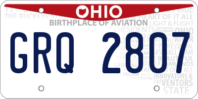 OH license plate GRQ2807