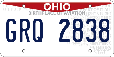 OH license plate GRQ2838