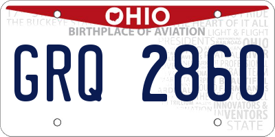 OH license plate GRQ2860