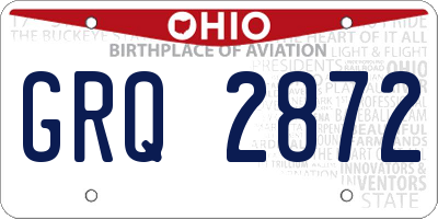 OH license plate GRQ2872