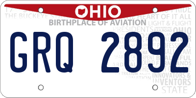 OH license plate GRQ2892