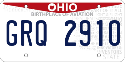 OH license plate GRQ2910