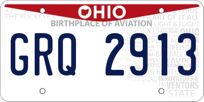 OH license plate GRQ2913