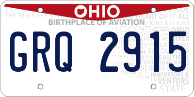 OH license plate GRQ2915