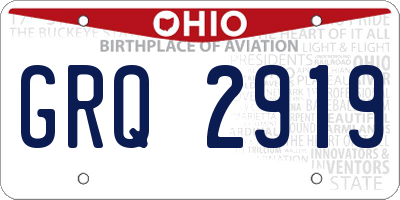 OH license plate GRQ2919