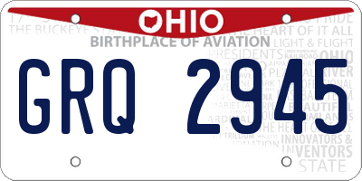 OH license plate GRQ2945