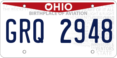 OH license plate GRQ2948