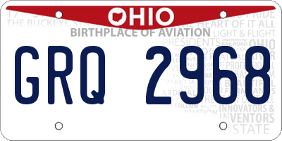 OH license plate GRQ2968