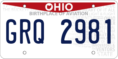 OH license plate GRQ2981