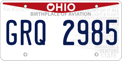 OH license plate GRQ2985