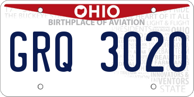 OH license plate GRQ3020