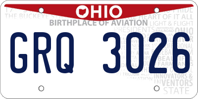 OH license plate GRQ3026