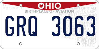 OH license plate GRQ3063