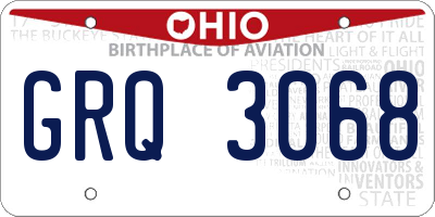 OH license plate GRQ3068