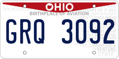 OH license plate GRQ3092
