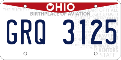 OH license plate GRQ3125