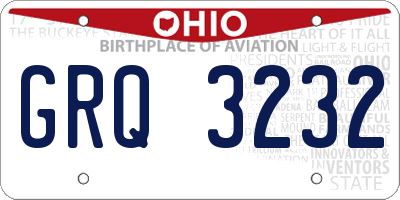OH license plate GRQ3232