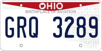 OH license plate GRQ3289