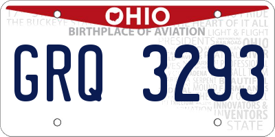 OH license plate GRQ3293
