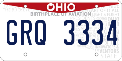 OH license plate GRQ3334