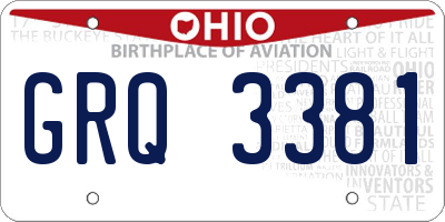 OH license plate GRQ3381